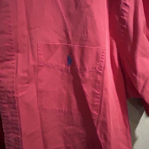 Ralph Lauren Mens Short Sleeve Button Down Blake Size Large 100% Cotton Pinkish - Picture 3 of 8